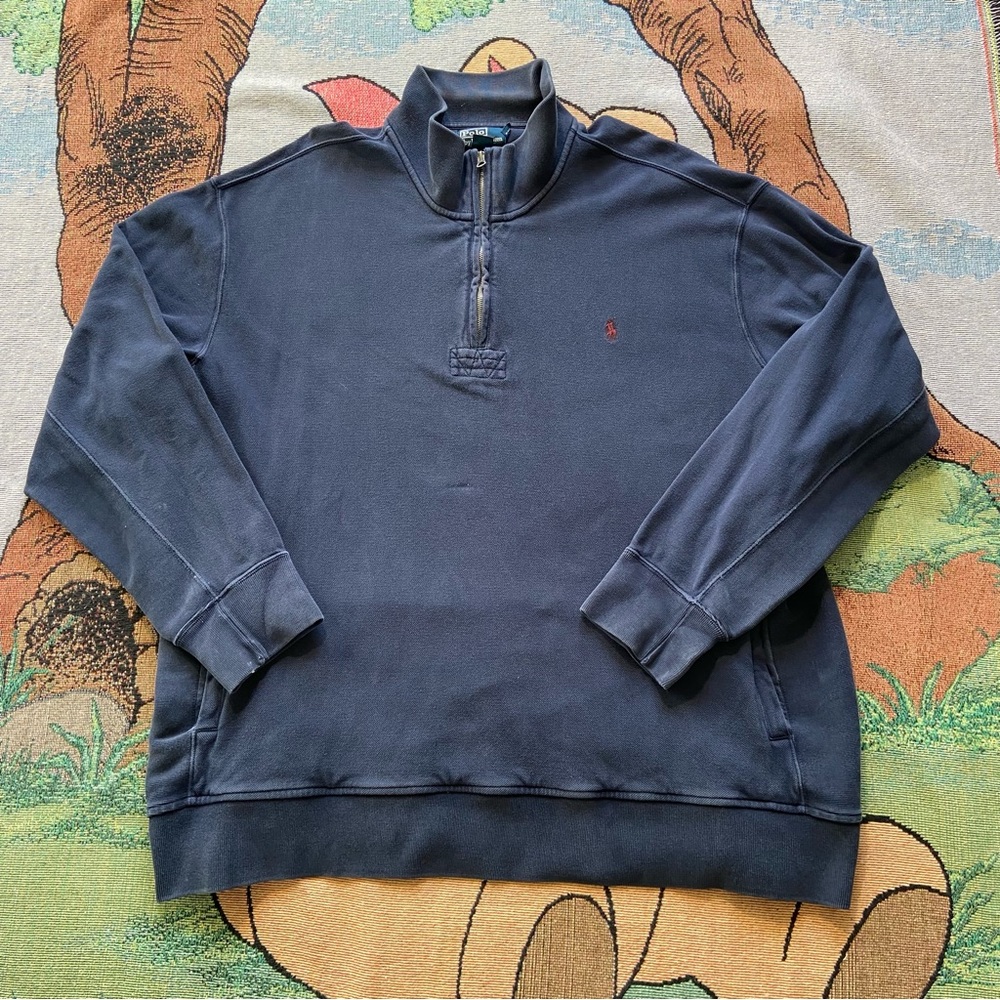 Vintage Polo Ralph Lauren Navy Quarter Zip Sweatshirt Men’s Size 3XLT